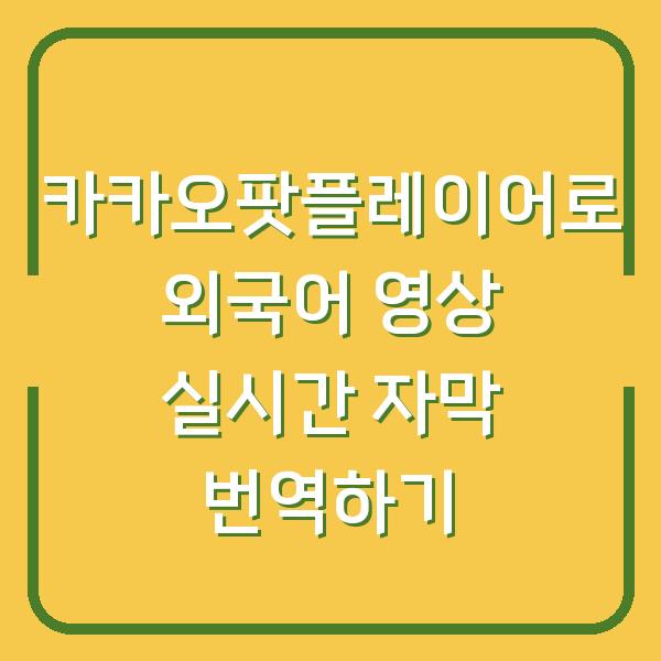 카카오팟플레이어로 외국어 영상 실시간 자막 번역하기