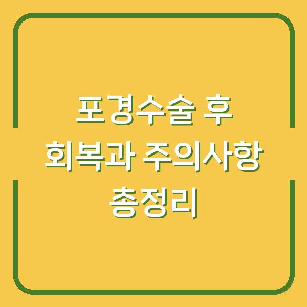 포경수술 후 회복과 주의사항 총정리
