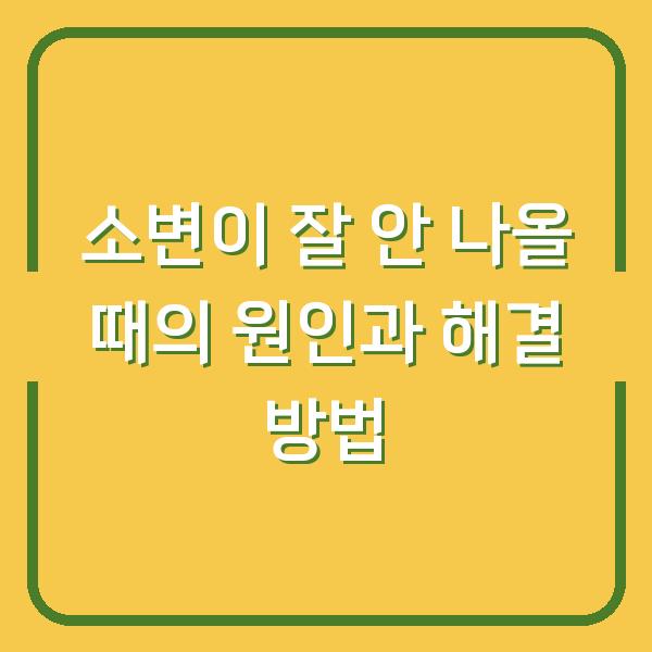 소변이 잘 안 나올 때의 원인과 해결 방법