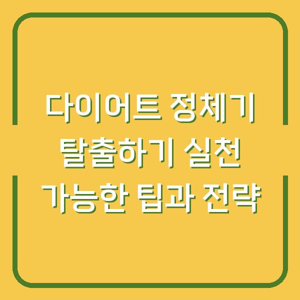 다이어트 정체기 탈출하기 실천 가능한 팁과 전략