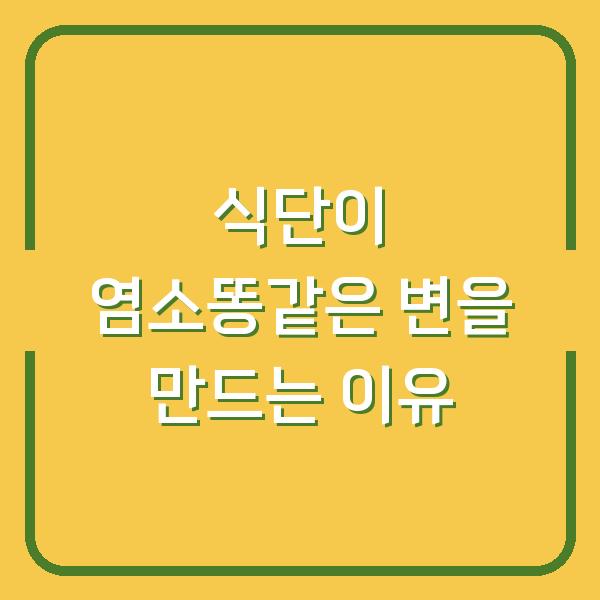 식단이 염소똥같은 변을 만드는 이유