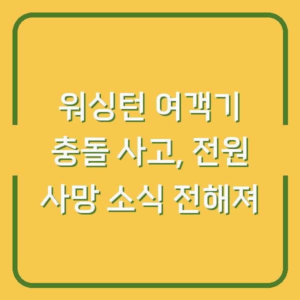 워싱턴 여객기 충돌 사고, 전원 사망 소식 전해져