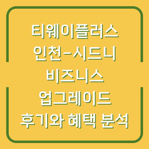 티웨이플러스 인천-시드니 비즈니스 업그레이드 후기와 혜택 분석