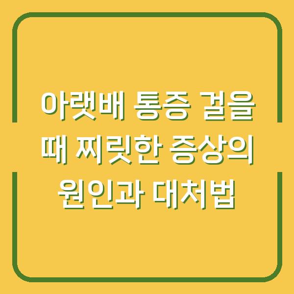 아랫배 통증 걸을 때 찌릿한 증상의 원인과 대처법