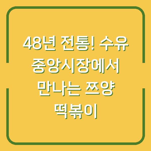 48년 전통! 수유 중앙시장에서 만나는 쯔양 떡볶이
