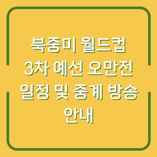 북중미 월드컵 3차 예선 오만전 일정 및 중계 방송 안내