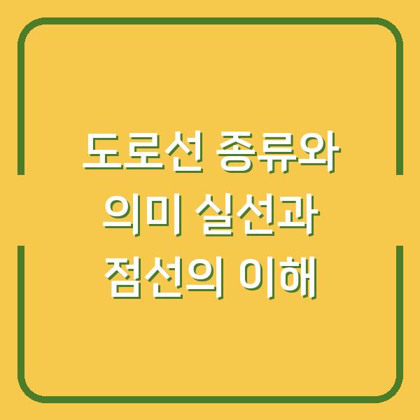 도로선 종류와 의미 실선과 점선의 이해