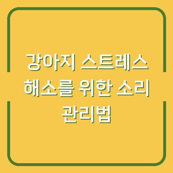 강아지 스트레스 해소를 위한 소리 관리법