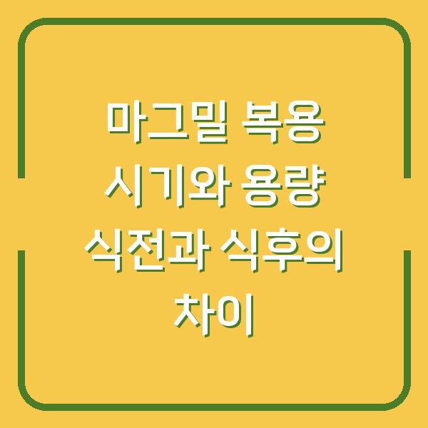 마그밀 복용 시기와 용량 식전과 식후의 차이