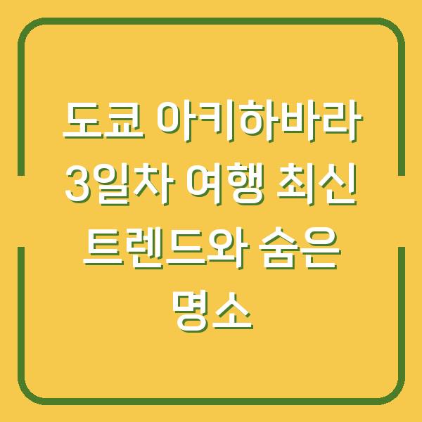 도쿄 아키하바라 3일차 여행 최신 트렌드와 숨은 명소
