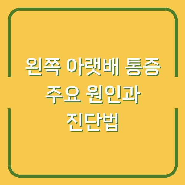 왼쪽 아랫배 통증 주요 원인과 진단법