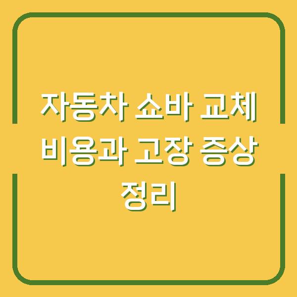 자동차 쇼바 교체 비용과 고장 증상 정리