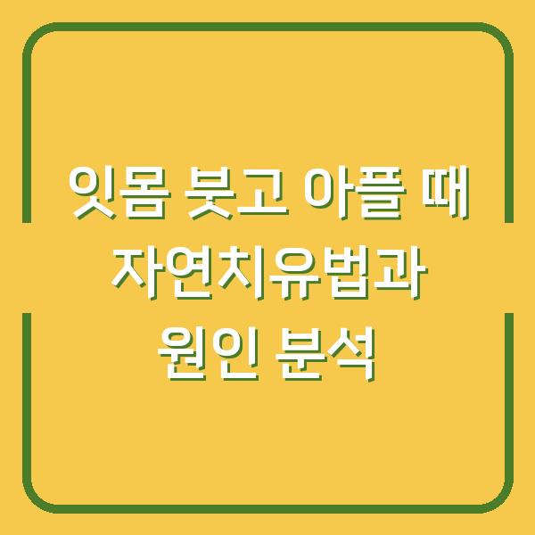 잇몸 붓고 아플 때 자연치유법과 원인 분석