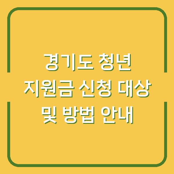 경기도 청년 지원금 신청 대상 및 방법 안내