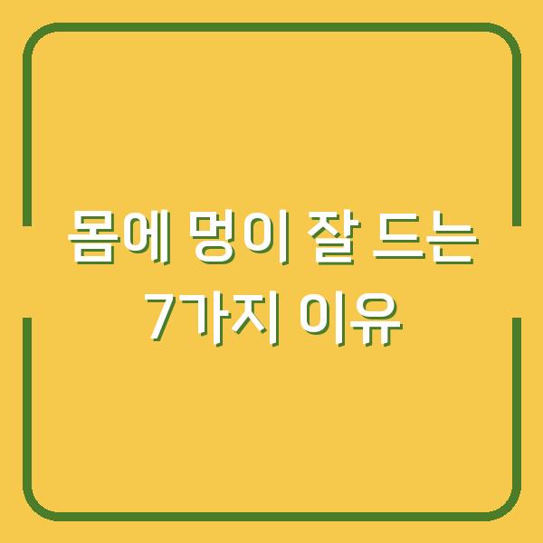 몸에 멍이 잘 드는 7가지 이유