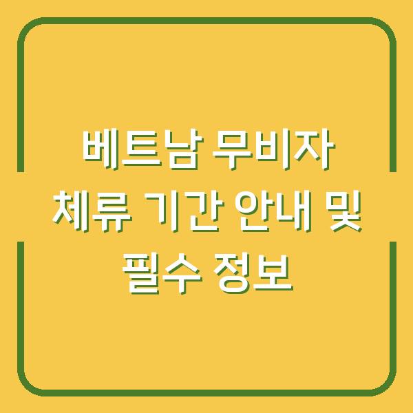 베트남 무비자 체류 기간 안내 및 필수 정보