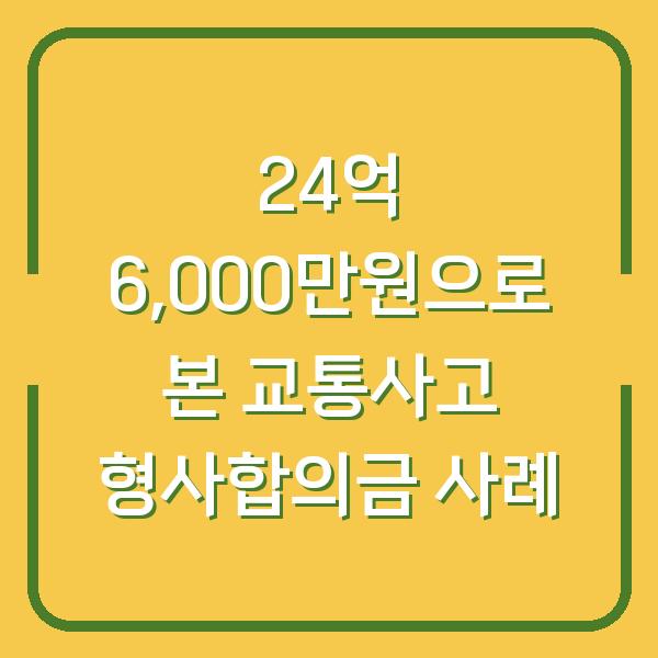 24억 6,000만원으로 본 교통사고 형사합의금 사례