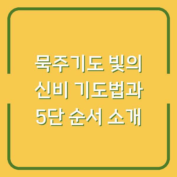 묵주기도 빛의 신비 기도법과 5단 순서 소개