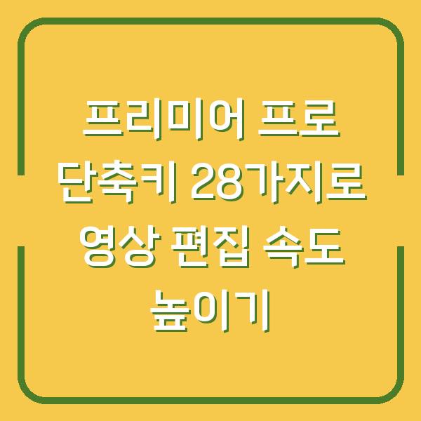 프리미어 프로 단축키 28가지로 영상 편집 속도 높이기