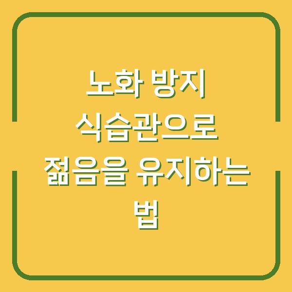 노화 방지 식습관으로 젊음을 유지하는 법