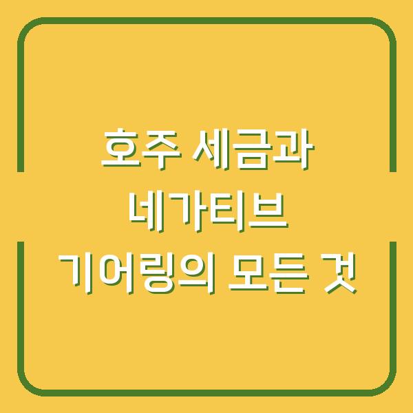 호주 세금과 네가티브 기어링의 모든 것