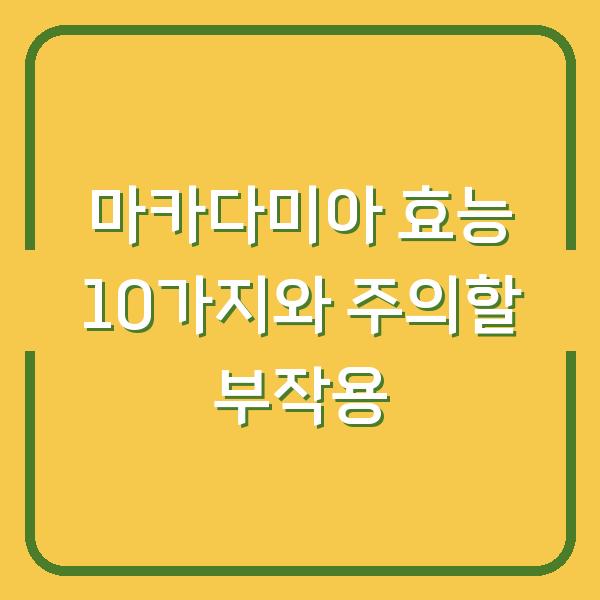 마카다미아 효능 10가지와 주의할 부작용