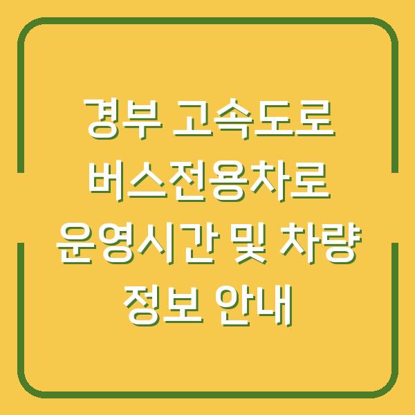 경부 고속도로 버스전용차로 운영시간 및 차량 정보 안내
