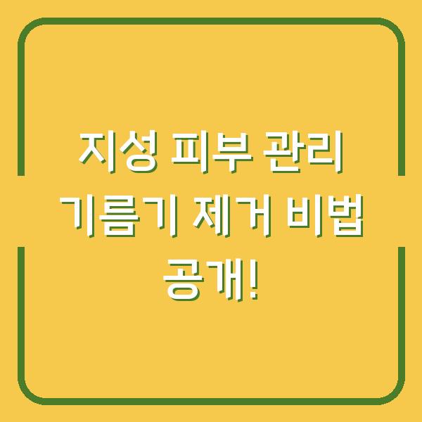 지성 피부 관리 기름기 제거 비법 공개!