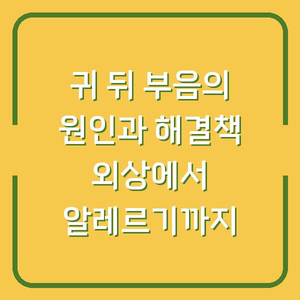 귀 뒤 부음의 원인과 해결책 외상에서 알레르기까지