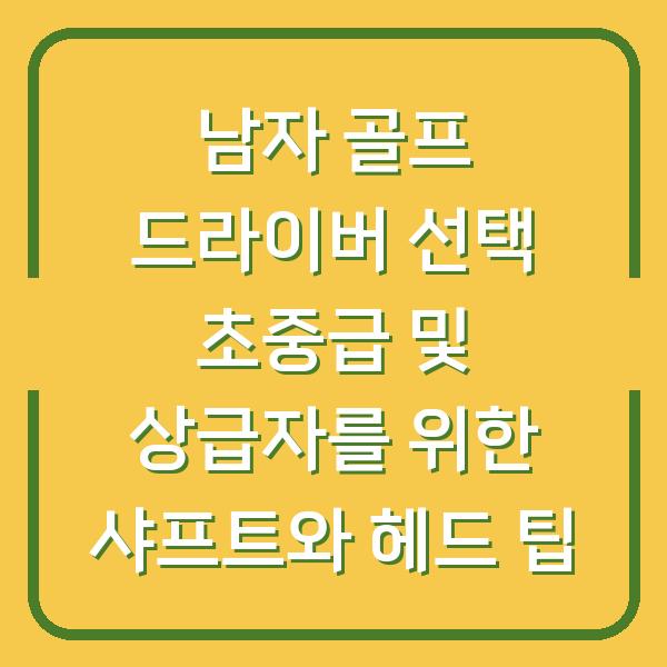 남자 골프 드라이버 선택 초중급 및 상급자를 위한 샤프트와 헤드 팁