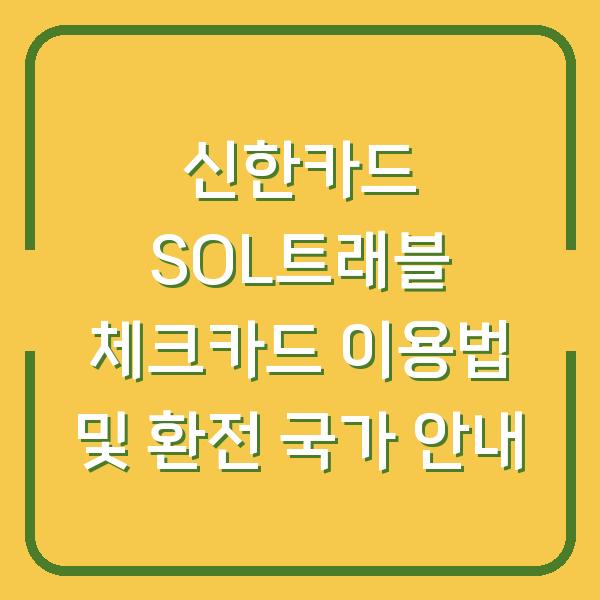 신한카드 SOL트래블 체크카드 이용법 및 환전 국가 안내