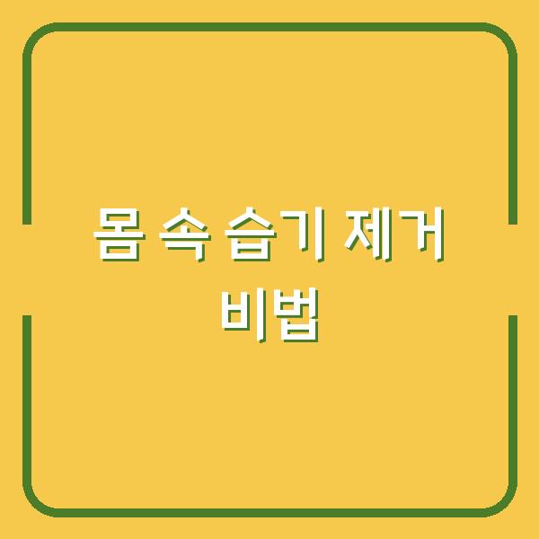 몸 속 습기 제거 비법