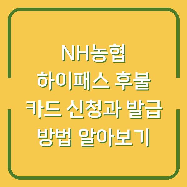 NH농협 하이패스 후불 카드 신청과 발급 방법 알아보기