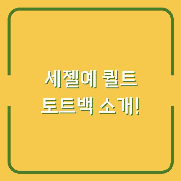 세젤예 퀼트 토트백 소개!