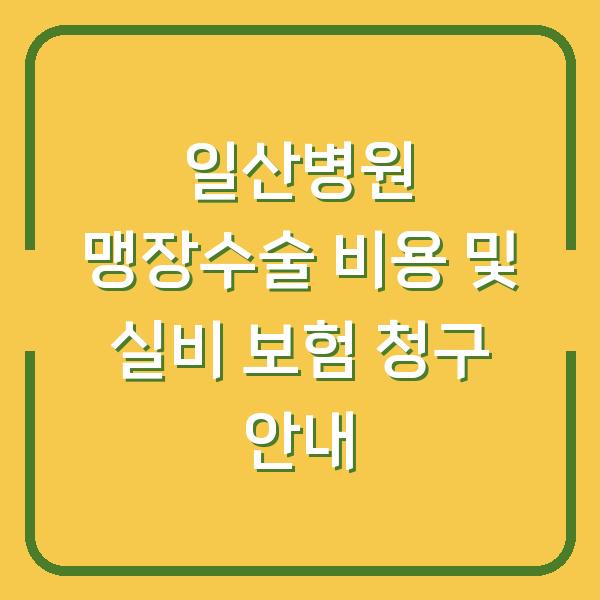 일산병원 맹장수술 비용 및 실비 보험 청구 안내