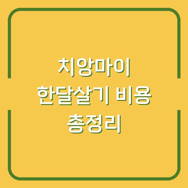 치앙마이 한달살기 비용 총정리