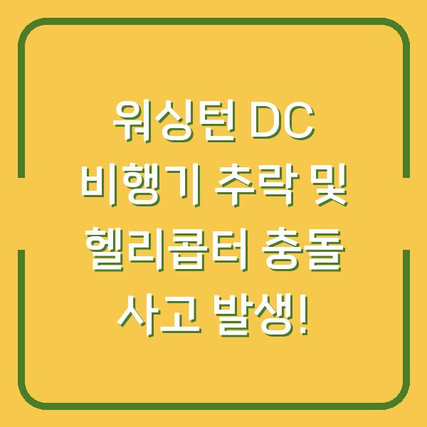 워싱턴 DC 비행기 추락 및 헬리콥터 충돌 사고 발생!