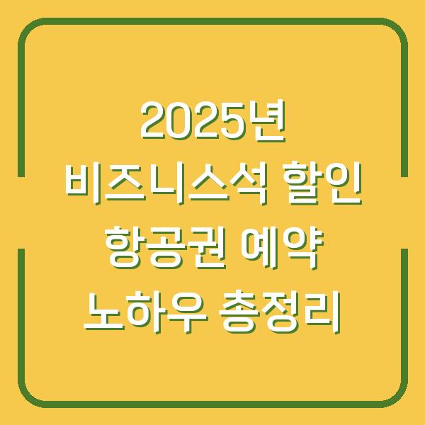 2025년 비즈니스석 할인 항공권 예약 노하우 총정리
