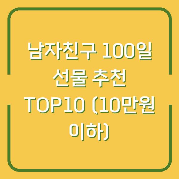 남자친구 100일 선물 추천 TOP10 (10만원 이하)