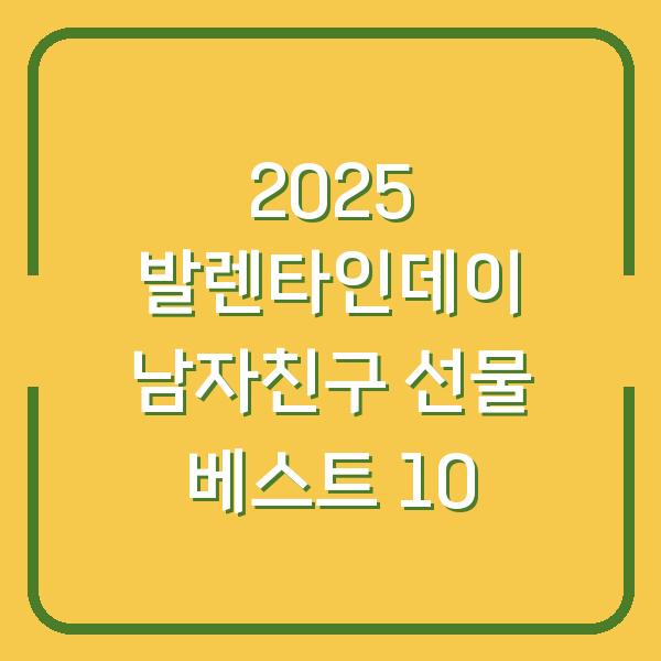 2025 발렌타인데이 남자친구 선물 베스트 10