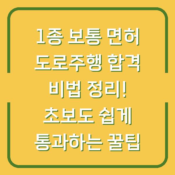 1종 보통 면허 도로주행 합격 비법 정리! 초보도 쉽게 통과하는 꿀팁