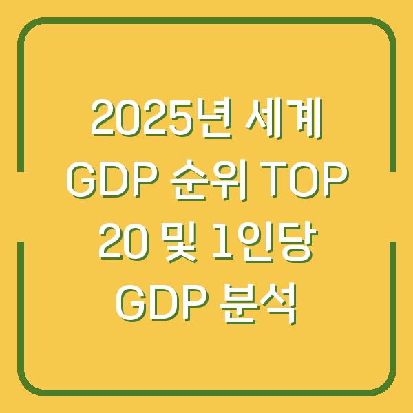 2025년 세계 GDP 순위 TOP 20 및 1인당 GDP 분석