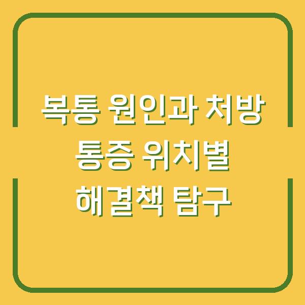 복통 원인과 처방 통증 위치별 해결책 탐구