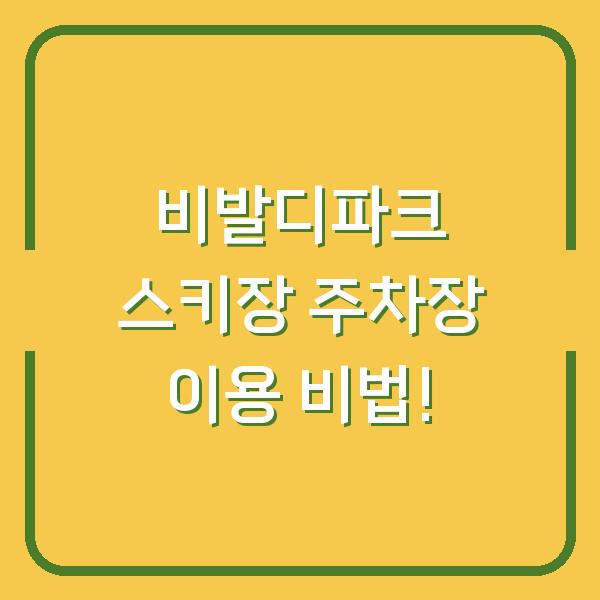 비발디파크 스키장 주차장 이용 비법!