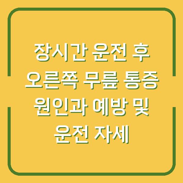 장시간 운전 후 오른쪽 무릎 통증 원인과 예방 및 운전 자세