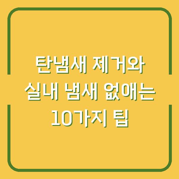 탄냄새 제거와 실내 냄새 없애는 10가지 팁