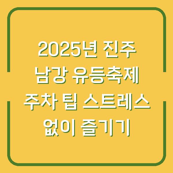 2025년 진주 남강 유등축제 주차 팁 스트레스 없이 즐기기