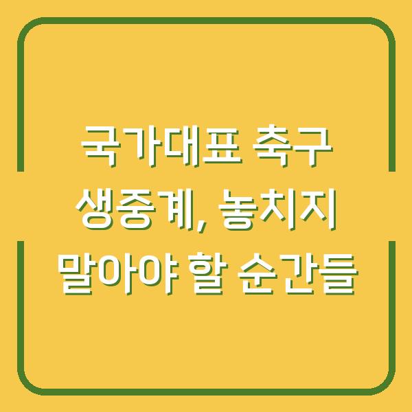 국가대표 축구 생중계, 놓치지 말아야 할 순간들
