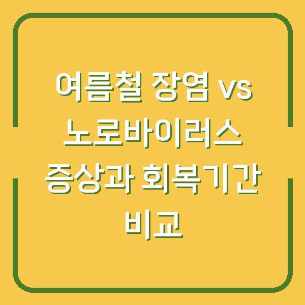 여름철 장염 vs 노로바이러스 증상과 회복기간 비교