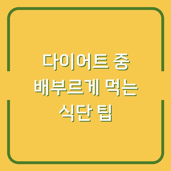 다이어트 중 배부르게 먹는 식단 팁